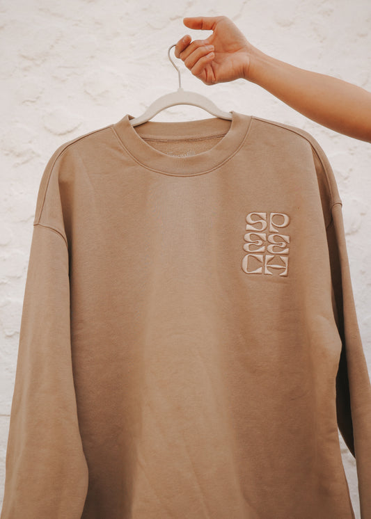 SPEECH Embroidered Crew - Sand